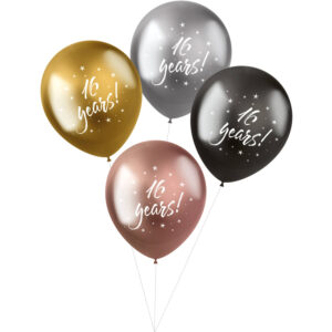 Ballonnen Shimmer '16 Years!' Electrum 33cm - 4 stuks